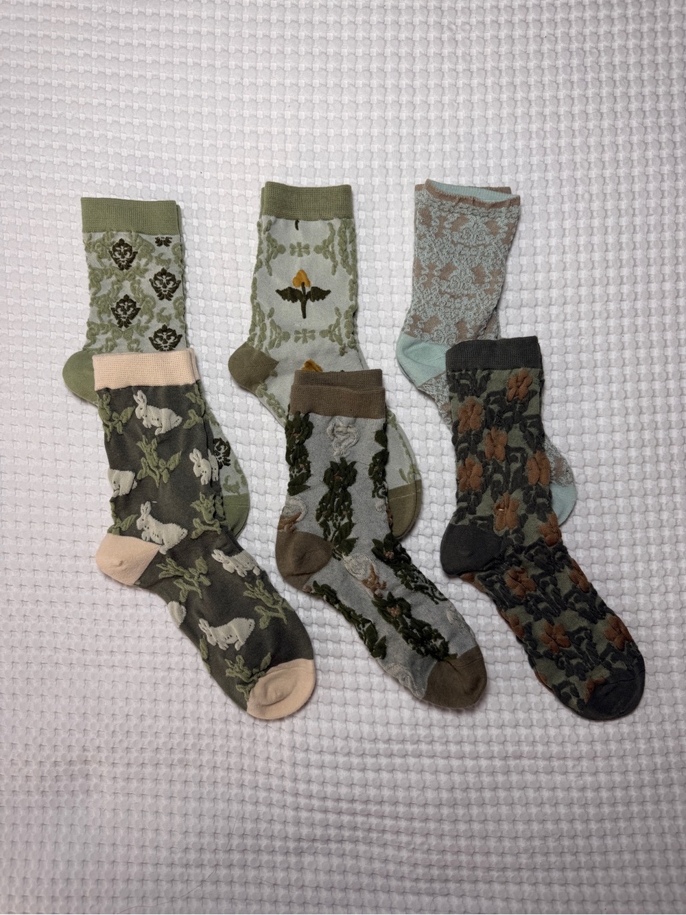 Pk of 6 Vintage Botanical Patterned Socks (Women)